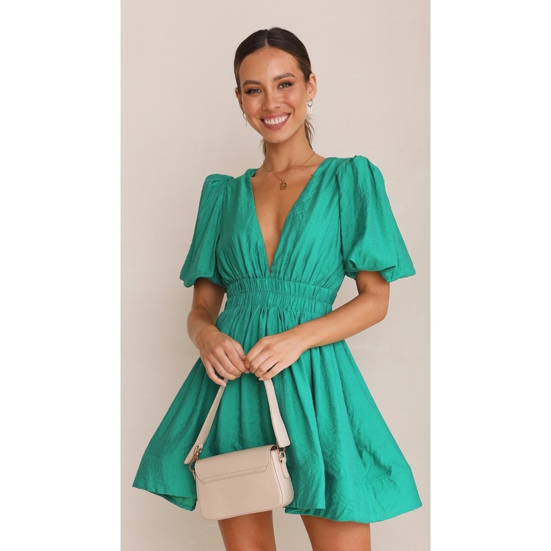 Erin Mini Dress – Emerald