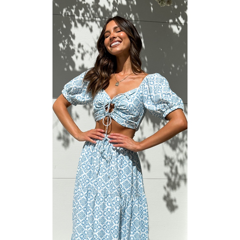 Jasmine Crop Top – Blue Mosaic