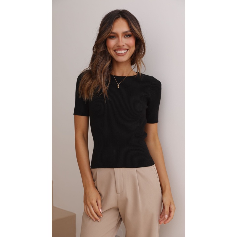 Laylin Ribbed Top – Black