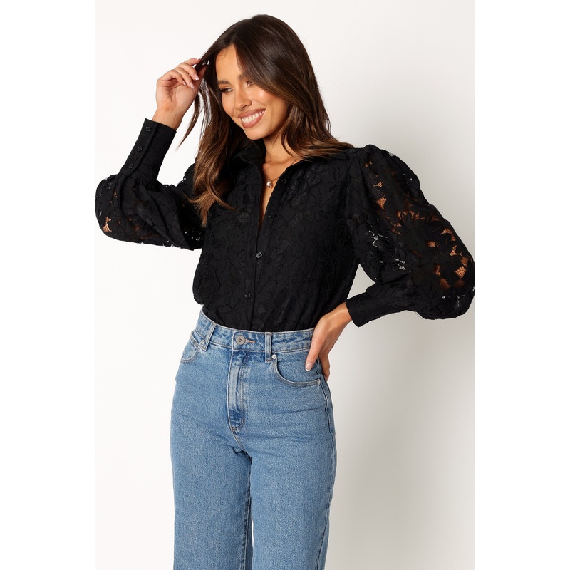 Tadeo Lace Shirt – Black
