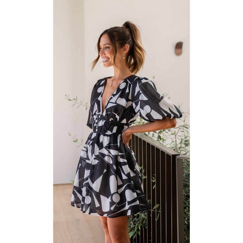 Venice Mini Dress – Black/White