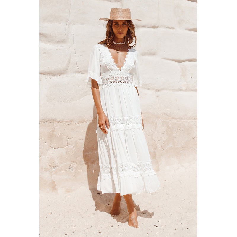 Cowboy Midi Dress White