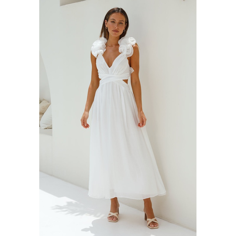 Whimsical Romance Midi Dress White