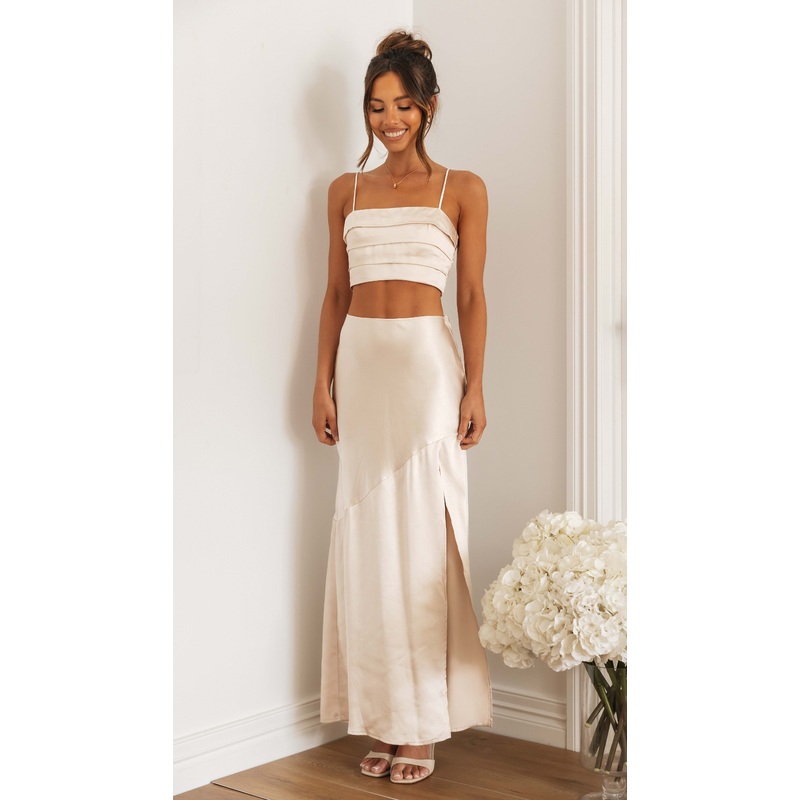 Florentine Maxi Skirt (Oyster)