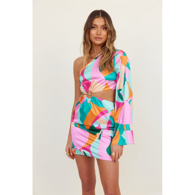 RUNAWAY THE LABEL Mariposa Drape Dress Multicolour