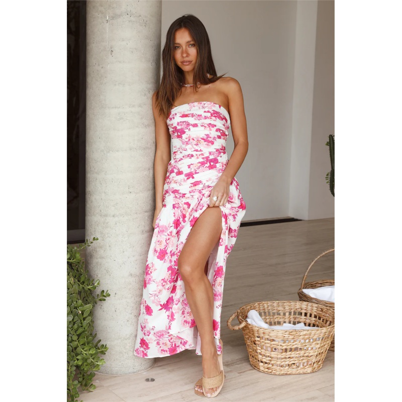All About You Strapless Maxi Dress Pink