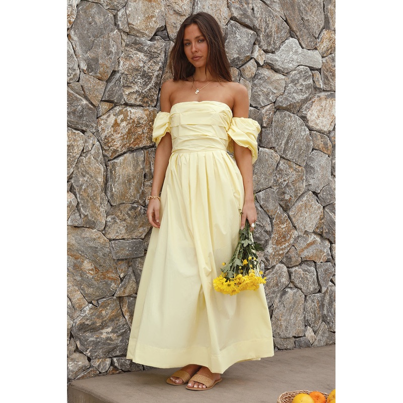 Bella Maxi Off-Shoulder Dress Yellow