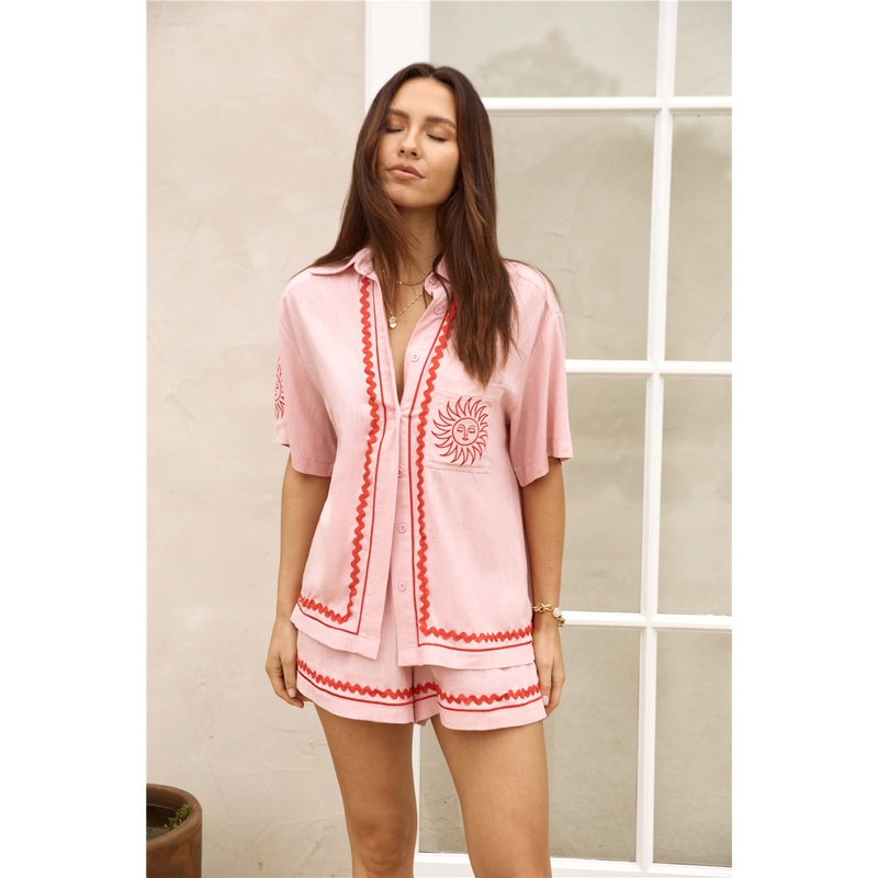 Blushing Beauty Linen Shorts Pink