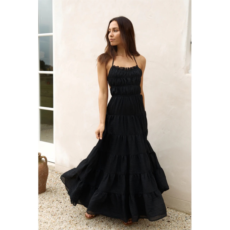 Renaissance Art Maxi Dress Black