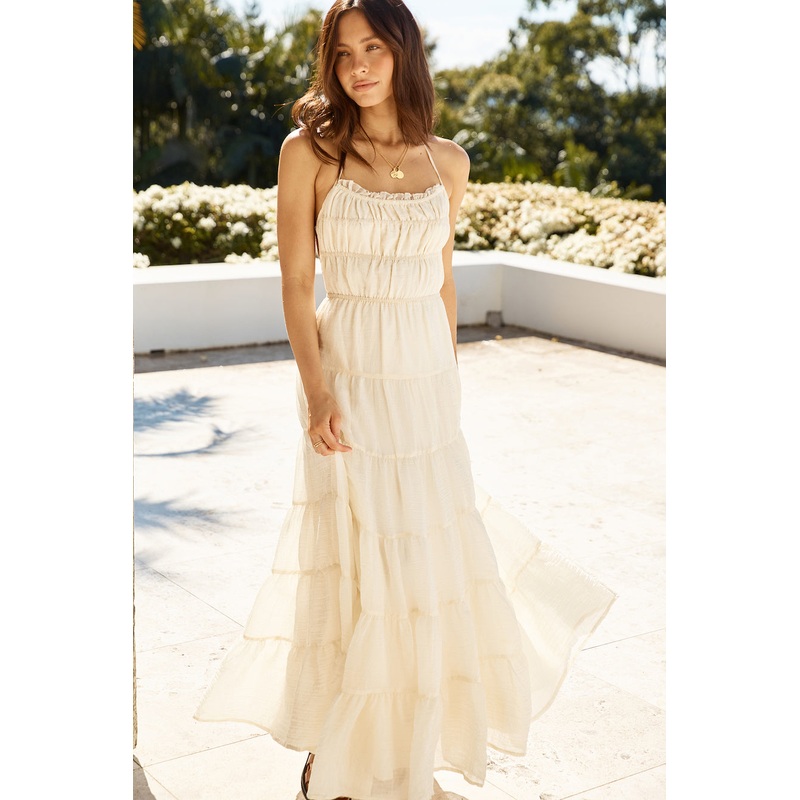 Renaissance Art Maxi Dress Cream