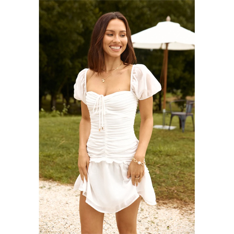 Stylish Approach Mini Dress White