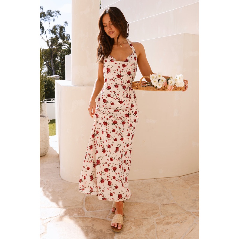 Pink Romanticise Halter Maxi Dress