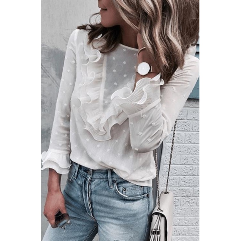 White Ruffled Lace Top