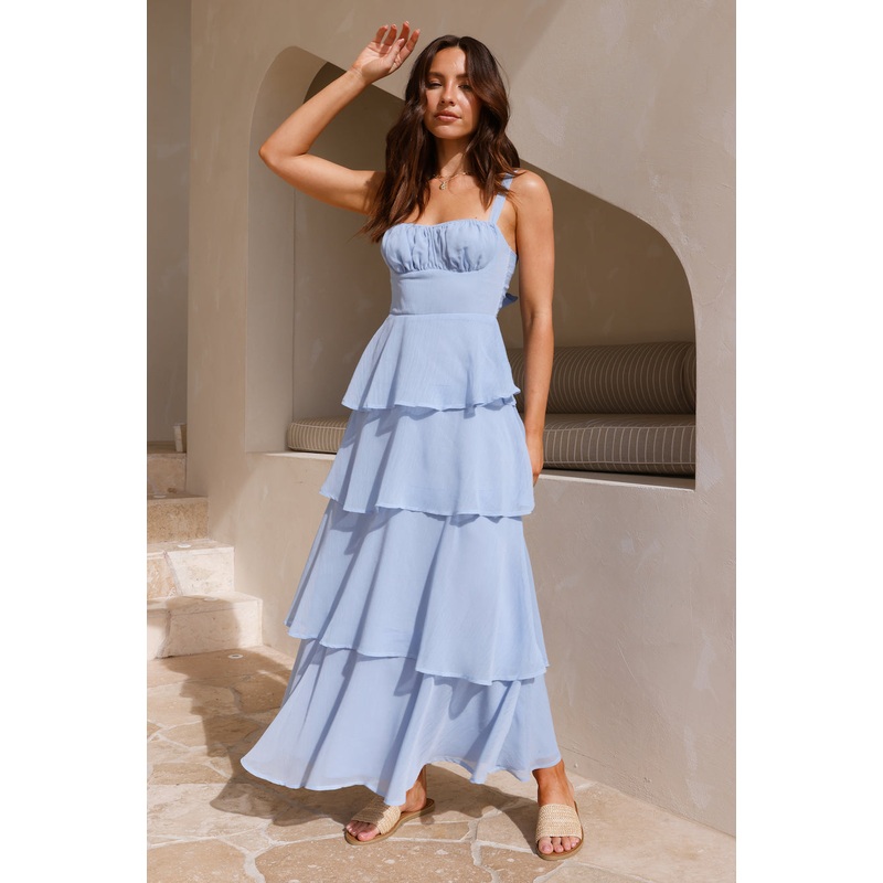 Angels Trumpet Maxi Dress Blue