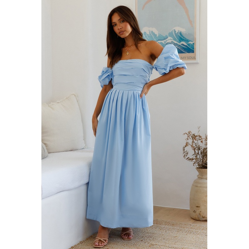 Bella Off Shoulder Maxi Dress Blue