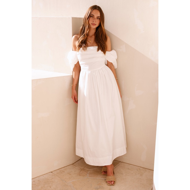 Bella Off-Shoulder Maxi Dress White