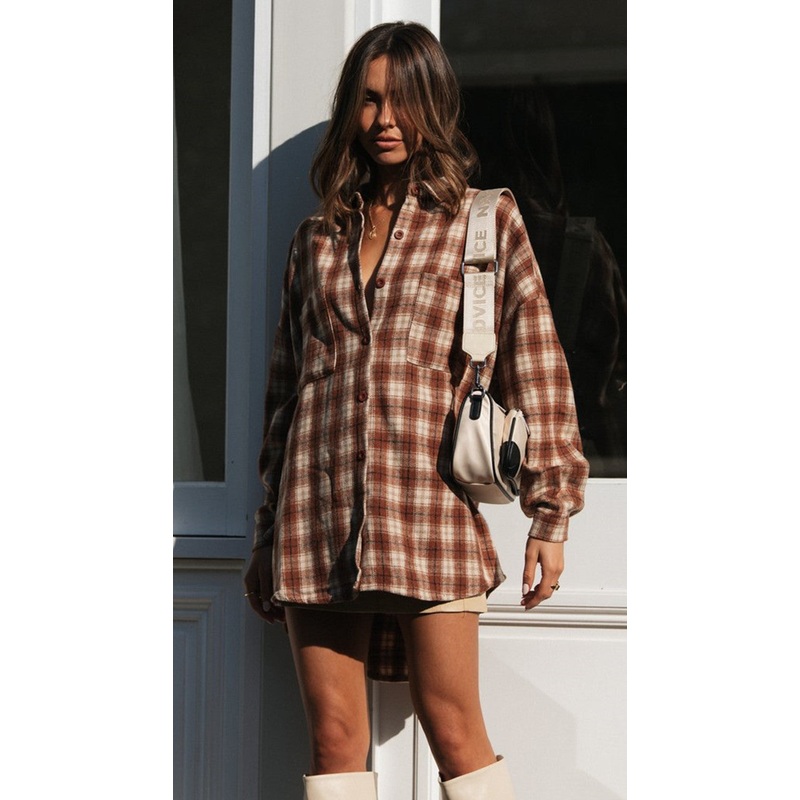 Brown Tartan Print Shirt