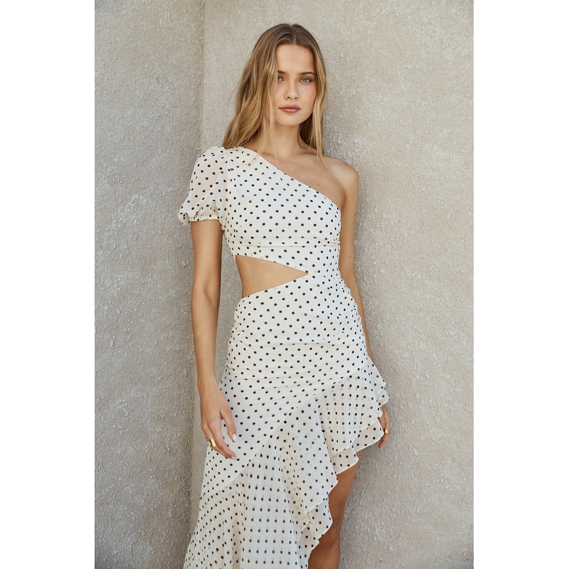 Paradise Found One Shoulder Maxi Dress Cream