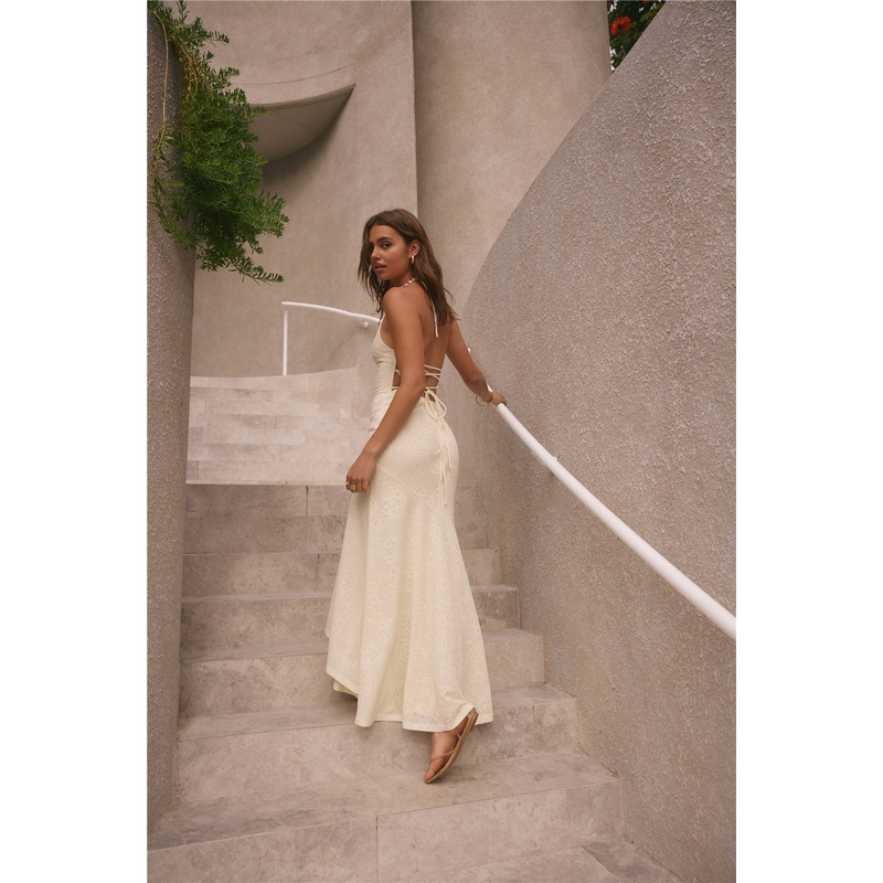 Rosetta Halter Maxi Dress Cream