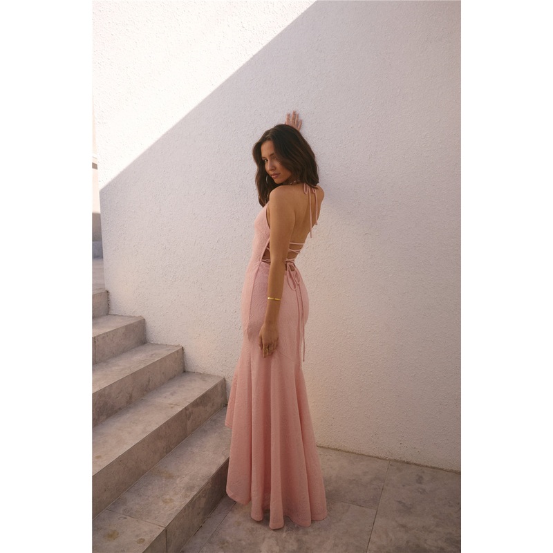 Rosetta Halter Maxi Dress Pink