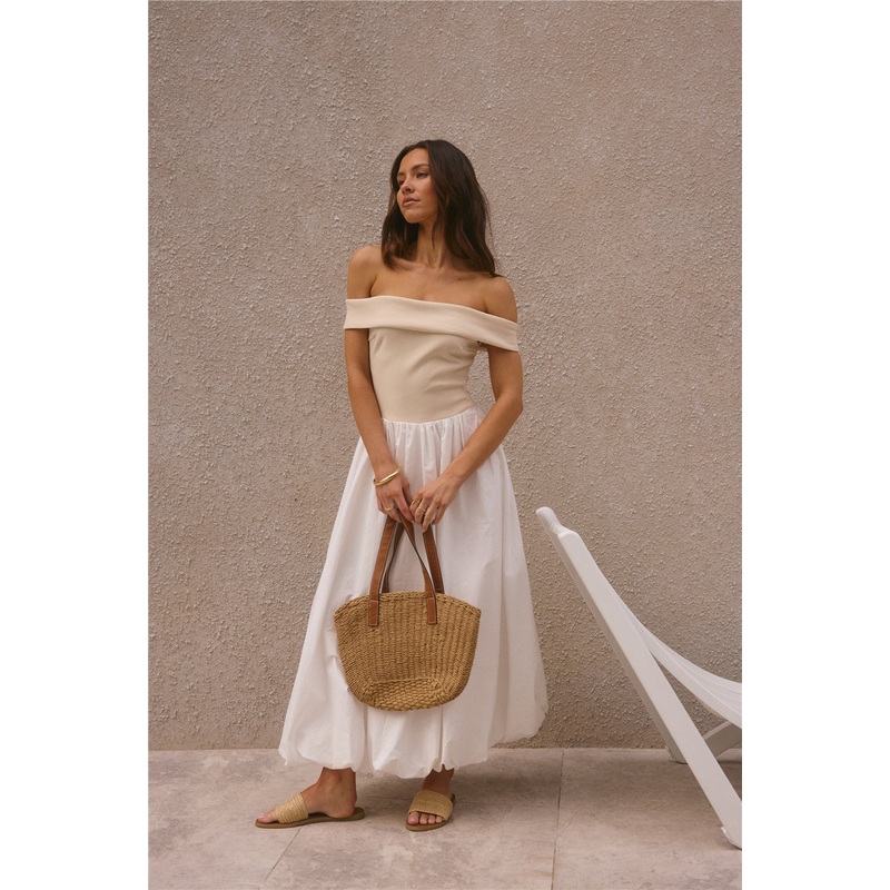 Sophisticated Nights Bubble Hem Maxi Dress White