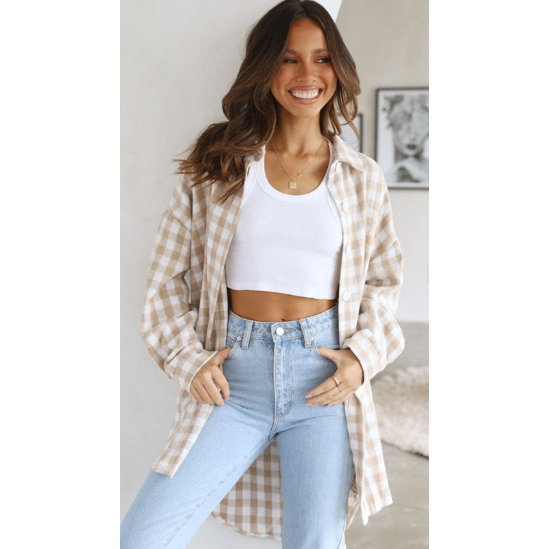 Khaki Plaid Button Down Shirt
