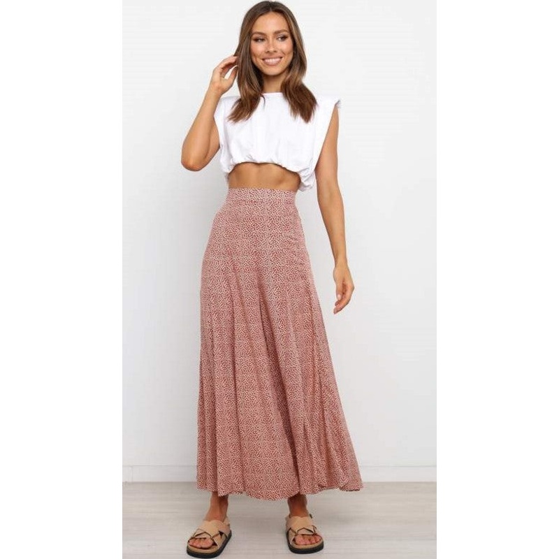 Red Floral Wide-Leg Casual Pants