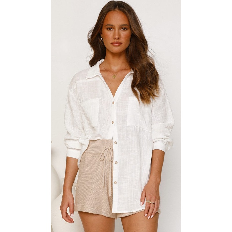 White Solid Button Down Shirt