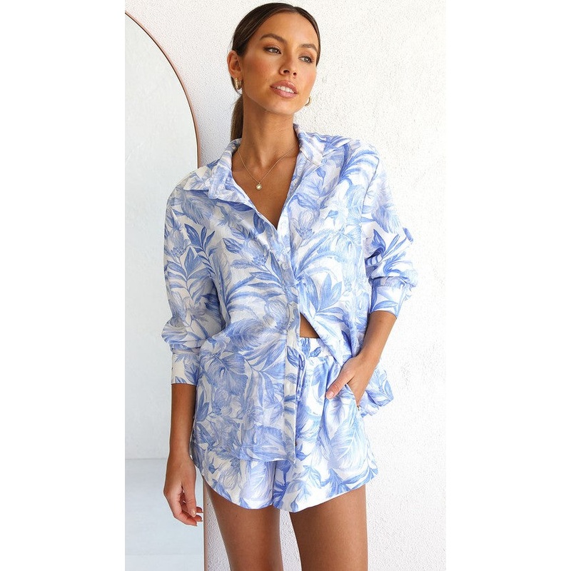 Blue Floral Button Down Shirt