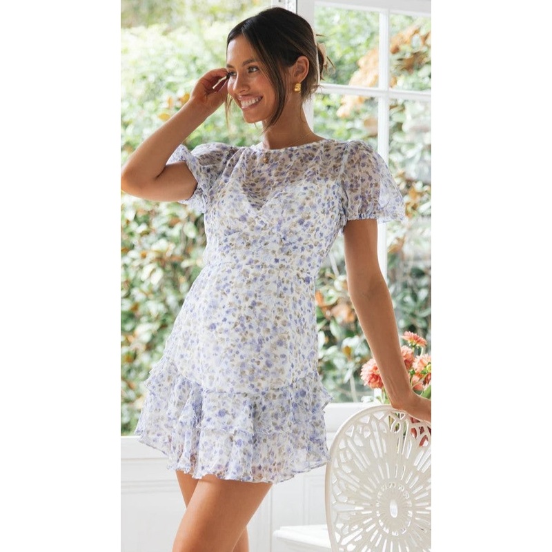 Azure Floral Mini Dress