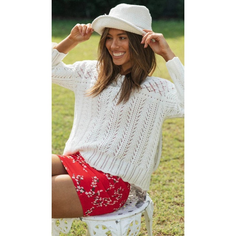 Delicate White Crochet Knit Top