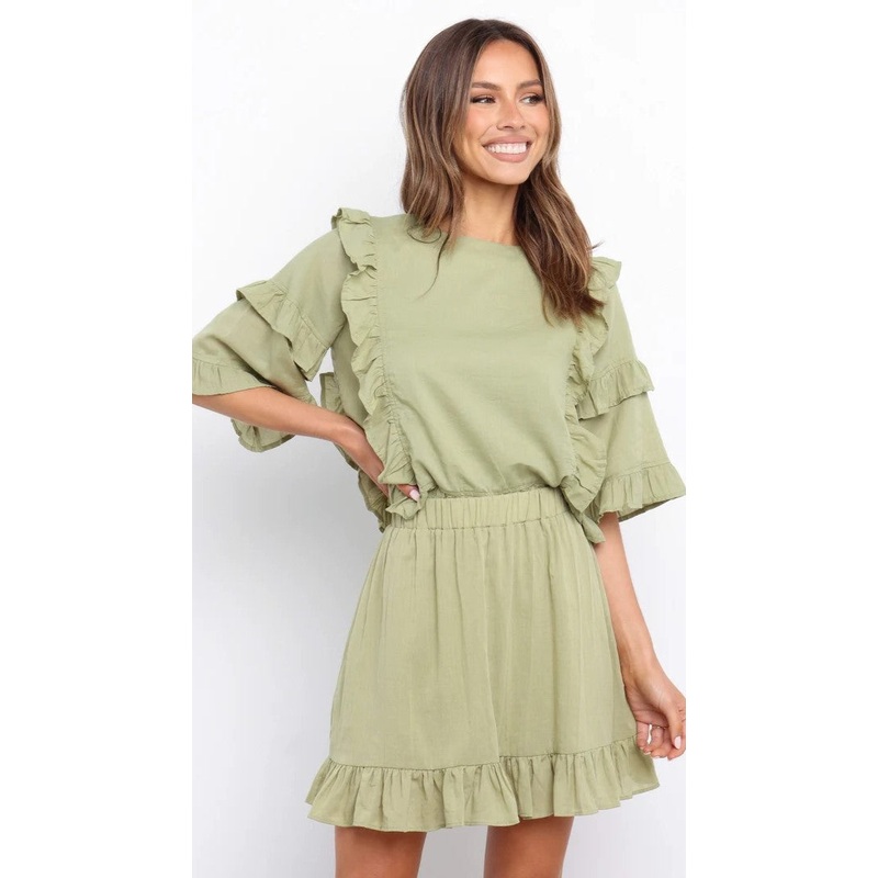 Olive Green A-Line Mini Skirt