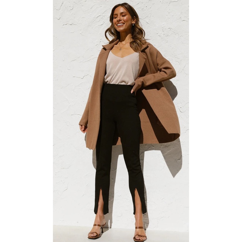 Black Split Denim Flared Jeans
