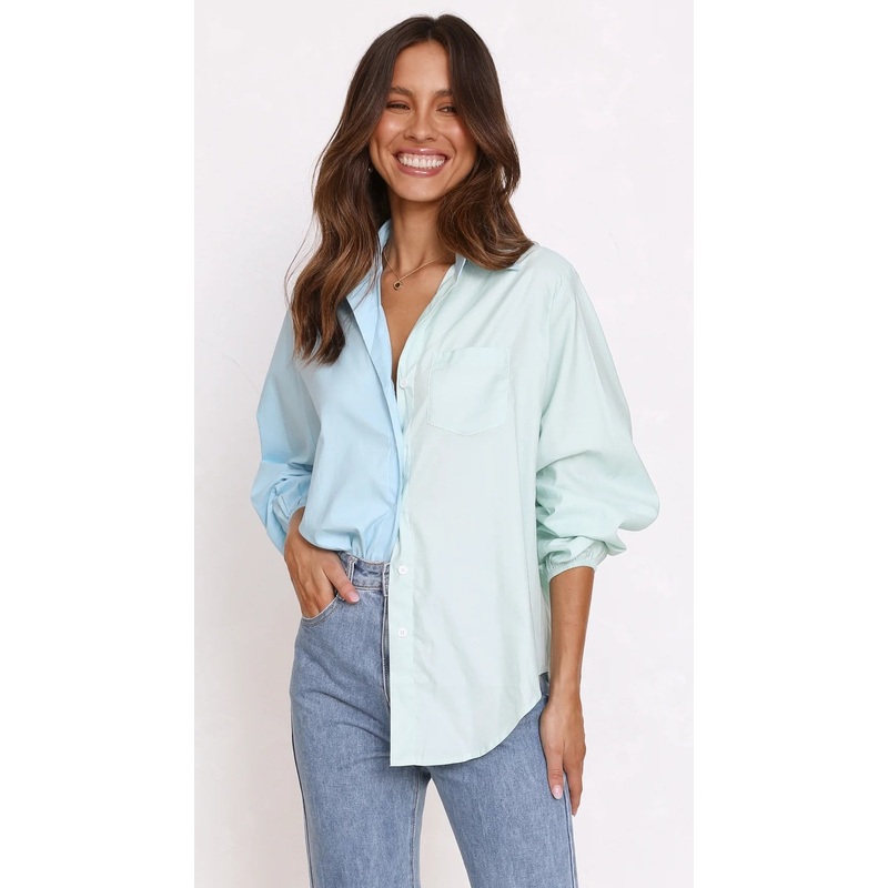 Blue Green Button Down Shirt
