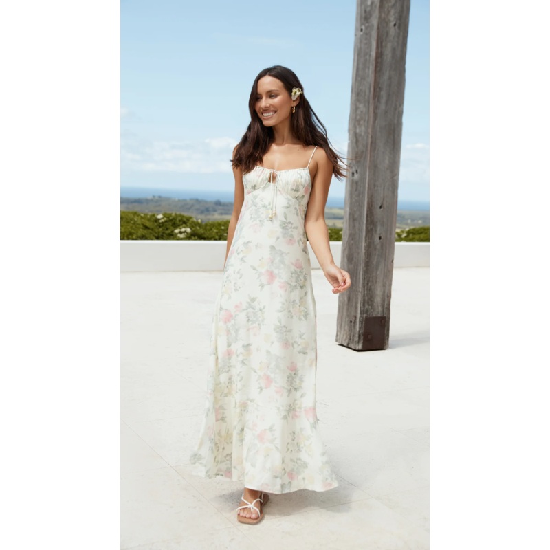 Rebekah Floral Maxi Dress Beige