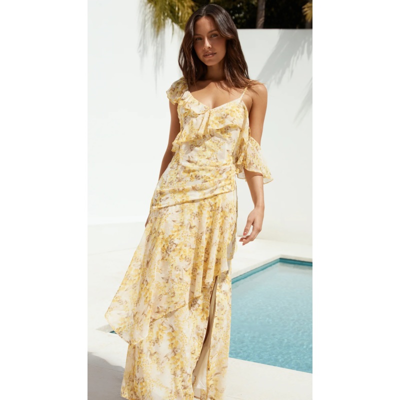 Summer Blossoms Maxi Dress Yellow