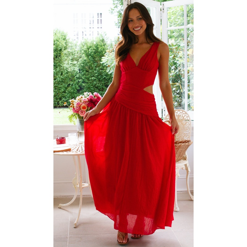 Angelica Maxi Dress (Cherry)