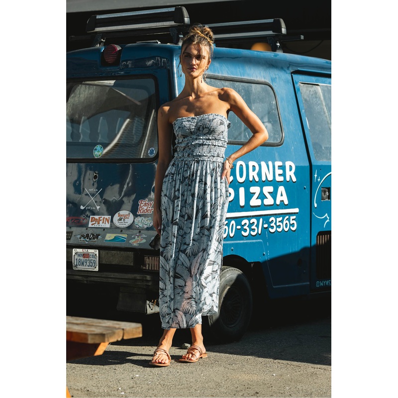 DEVYN PALMETTO FLORAL MIDI DRESS