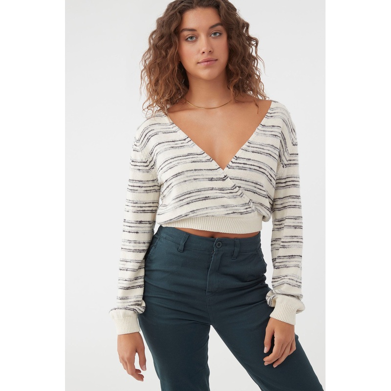 SEASIDE WRAP STRIPE SWEATER