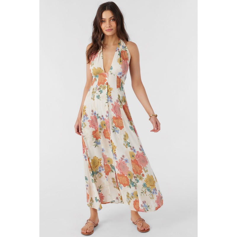 JEMMA KALI FLORAL HALTER MAXI DRESS