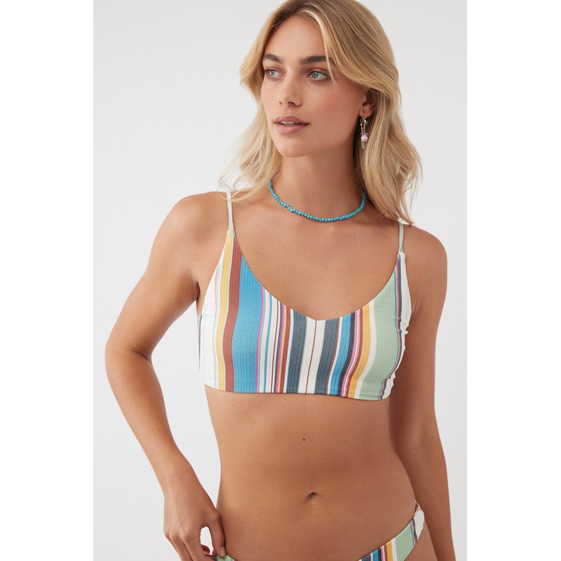 LOOKOUT STRIPE MIDDLES LONGLINE BRALETTE TOP