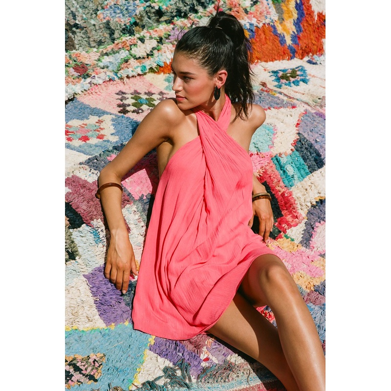 NAIMA SOLID HALTER DRESS