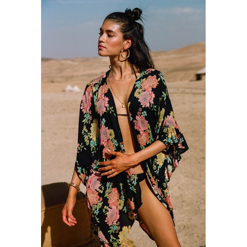 NATALIE KALI FLORAL KIMONO COVER-UP