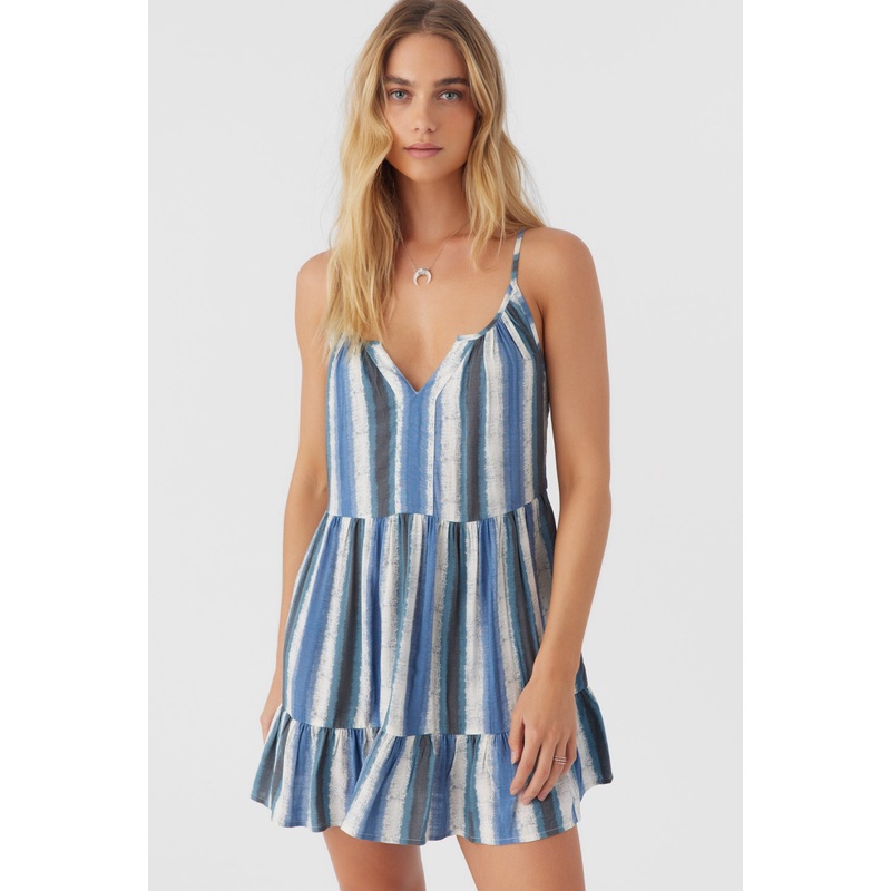 CHERI FADE STRIPE TIERED DRESS