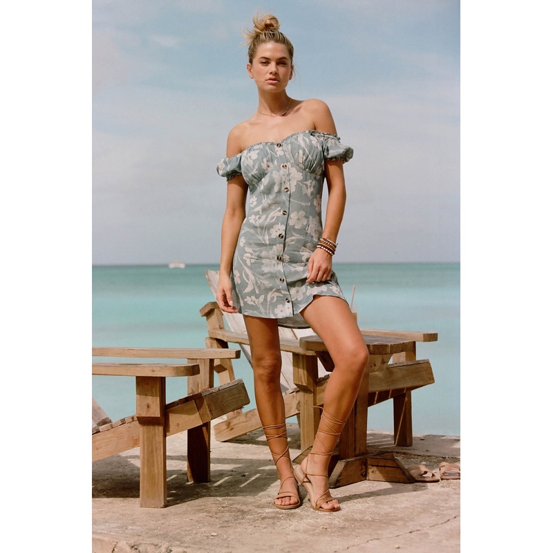 ELLISON EMILIA FLORAL OFF-THE-SHOULDER MINI DRESS