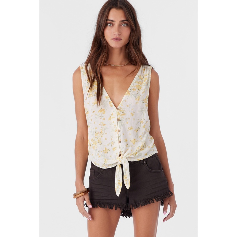 JADEN TATIANNA FLORAL TIE-FRONT TOP