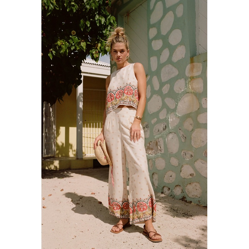 LACEY BORDER PRINT PANTS