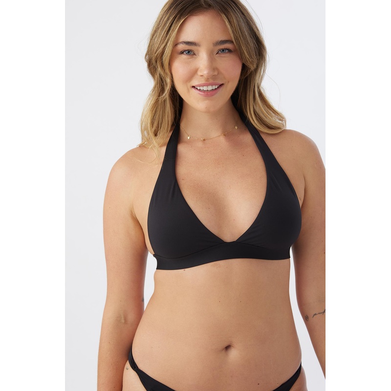 SALTWATER SOLIDS COCOA HALTER TOP
