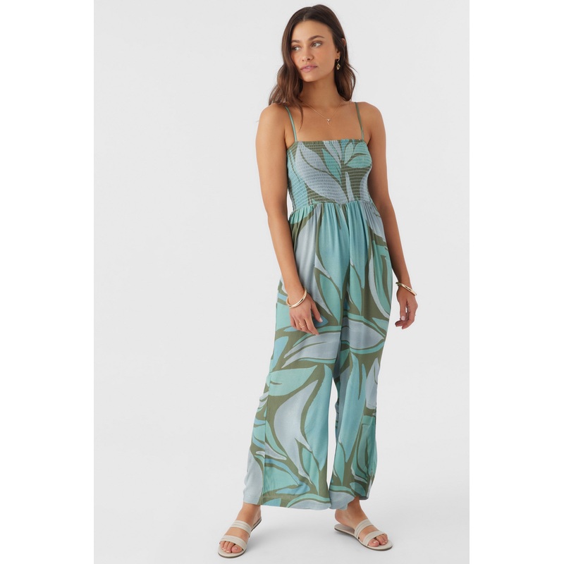 CADE LORETA PRINT SMOCKED JUMPSUIT
