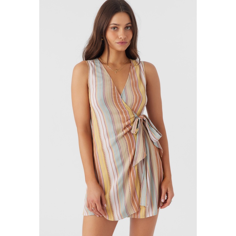 MAIZIE STRIPE WRAP MINI DRESS